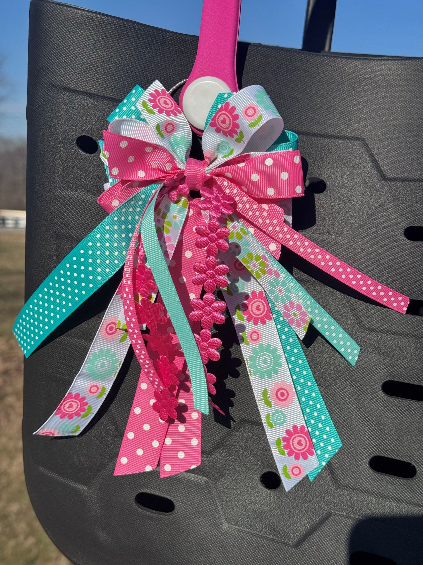 Bag Bow Tassel - Pink Dot Floral