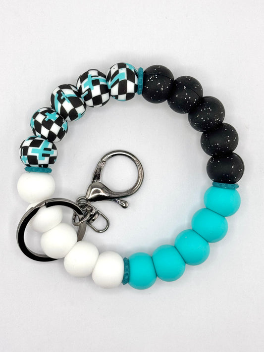 Wristlet Kit ~ Checker Teal Cross