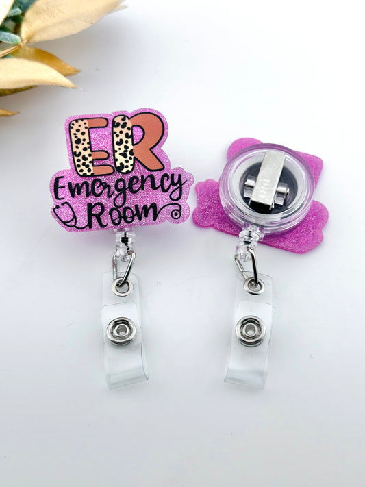Badge Reel ~  Pink "ER" Emergency Room