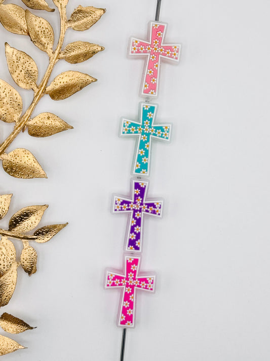 Daisy Glitter Cross Focal