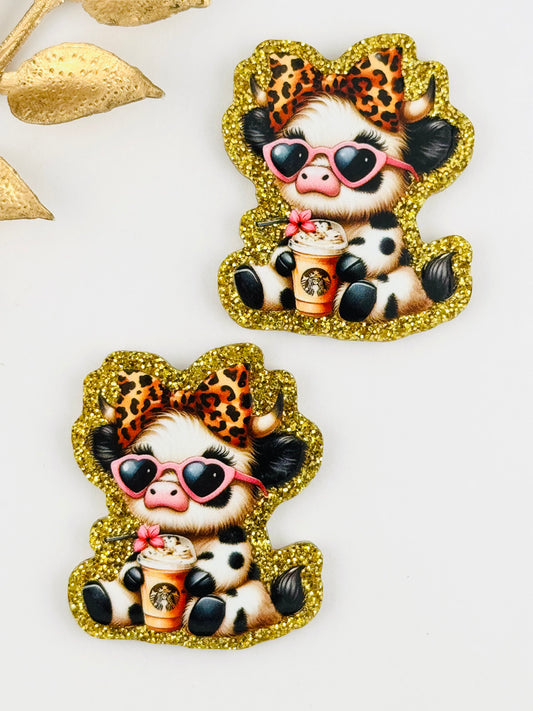 Glitter Acrylic Flatback ~ 207 ~ Boujee Leopard Cow