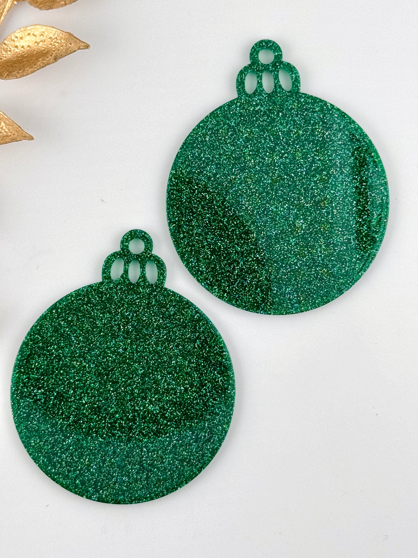 Acrylic Ornament Blank ~ Hunter Green Glitter Round (2 inch)