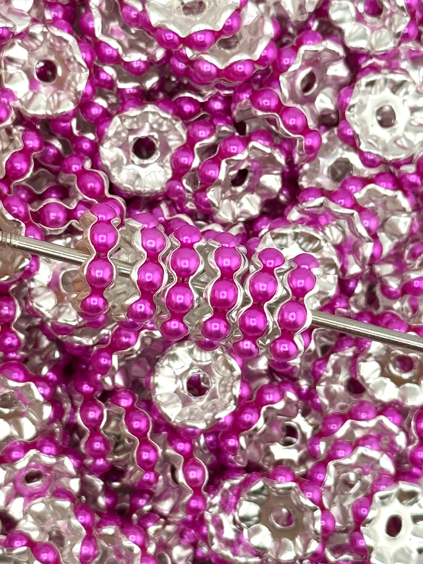 Pearl Gem 12mm Spacers ~ Small Hole WAVY (10ct)