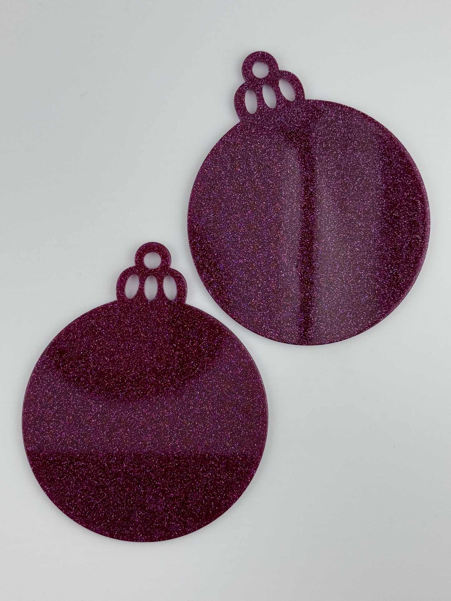 Acrylic Ornament Blank ~ Midnight Purple Glitter Round