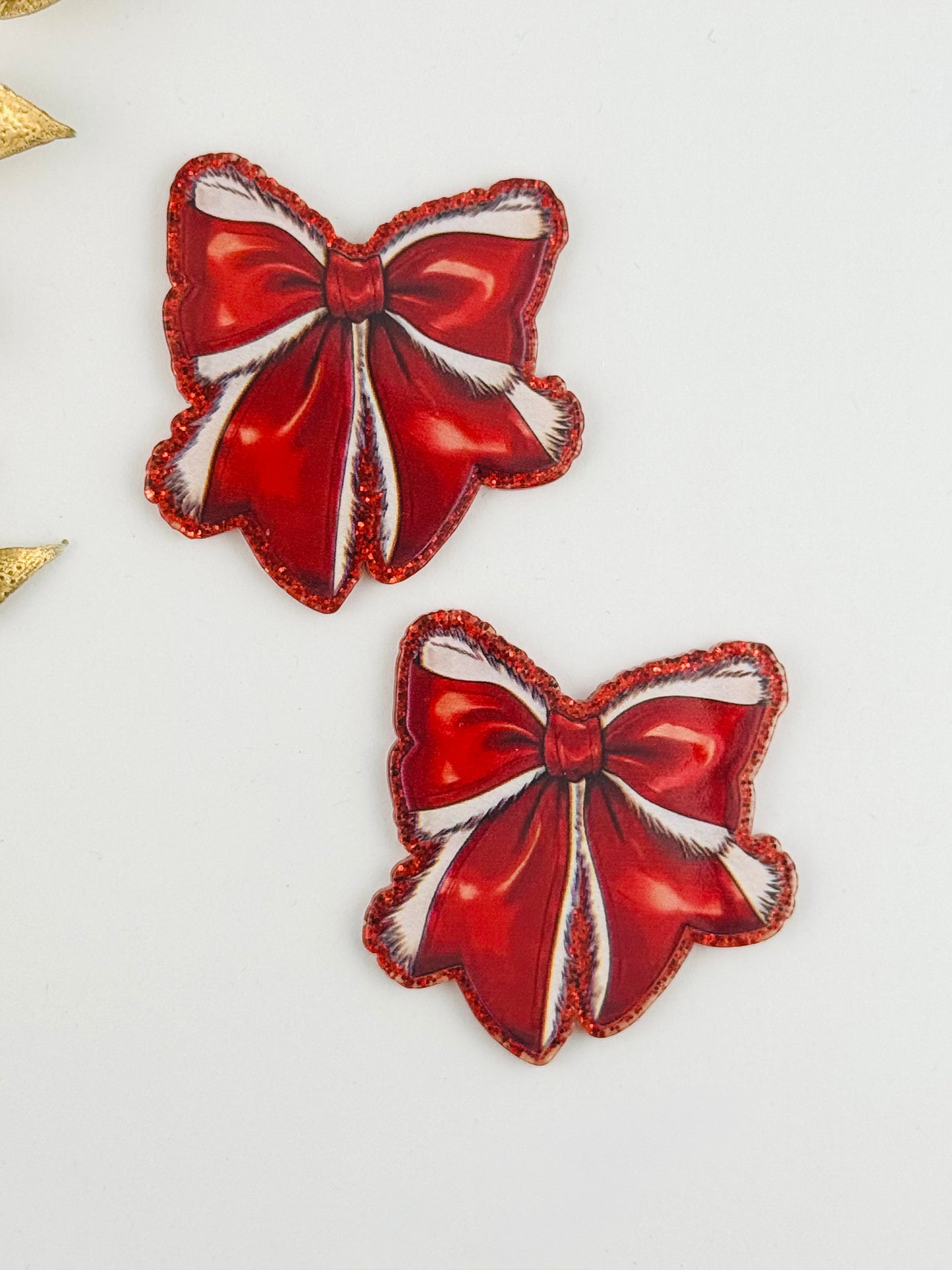 Glitter Acrylic Flatback ~ 263 ~ Christmas Bow