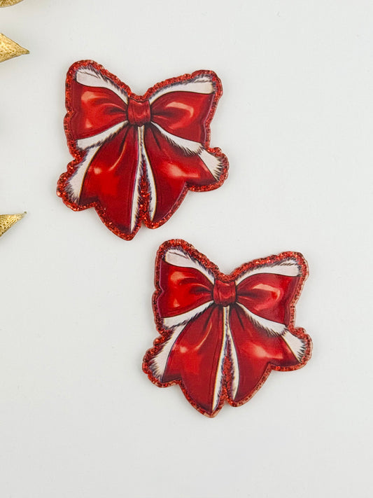 Glitter Acrylic Flatback ~ 263 ~ Christmas Bow