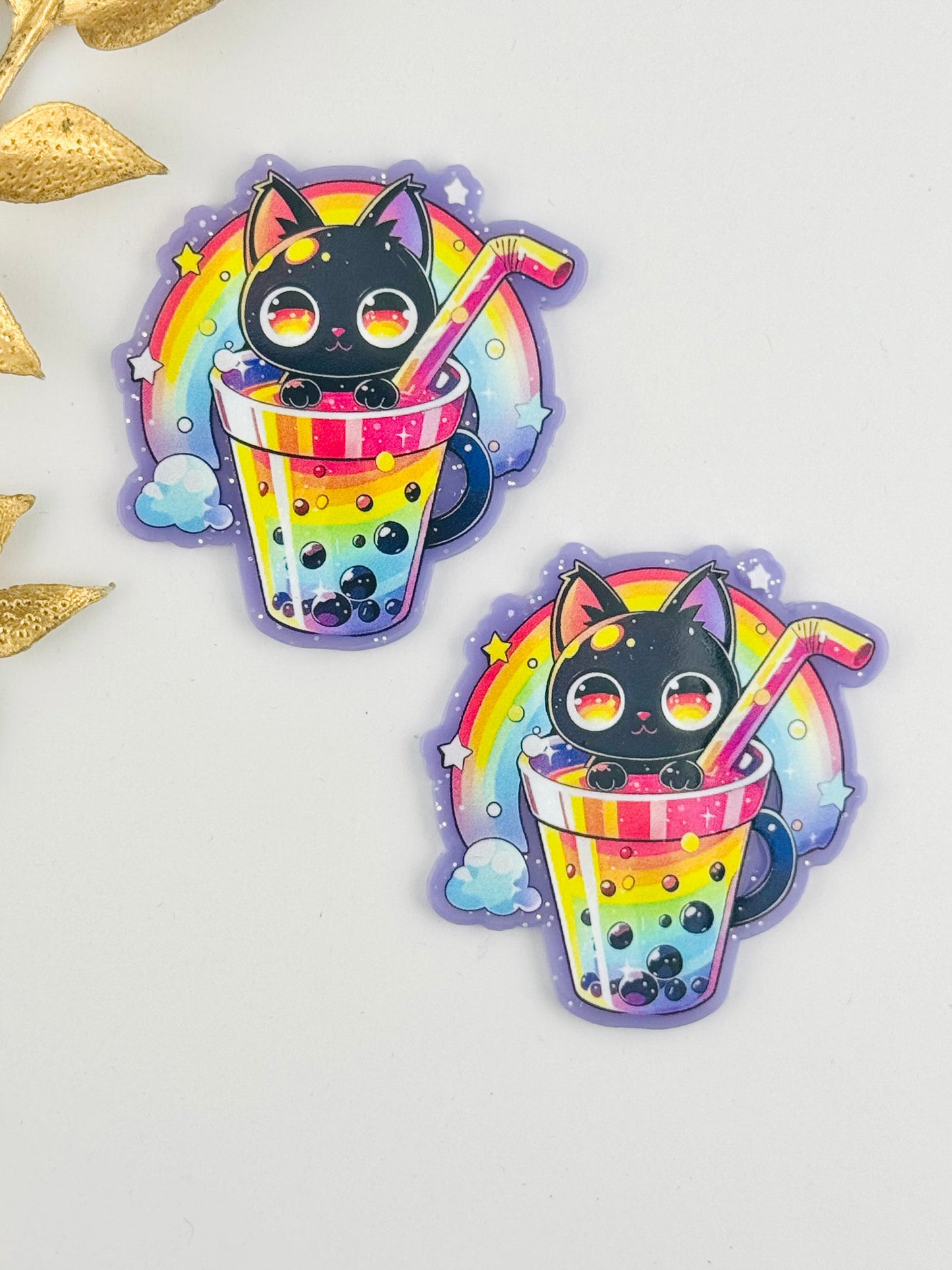 Glitter Acrylic Flatback ~ 129 ~ Galaxy Kitty