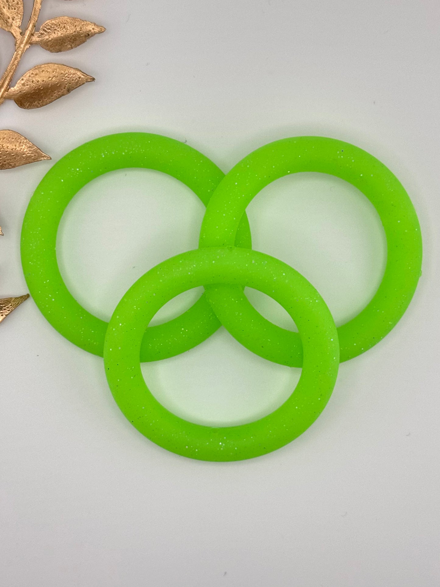 Glitter Silicone Ring 65mm ~ Neon Green