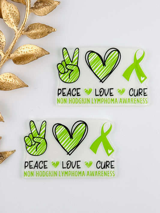 Glitter Acrylic Flatback ~ 1040N ~ Peace Love Cure