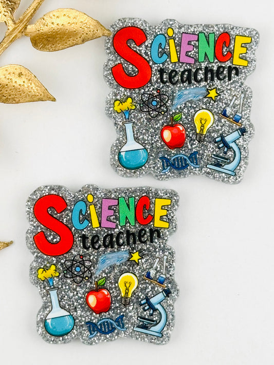 Glitter Acrylic Flatback ~ 1027T ~ Science Teacher