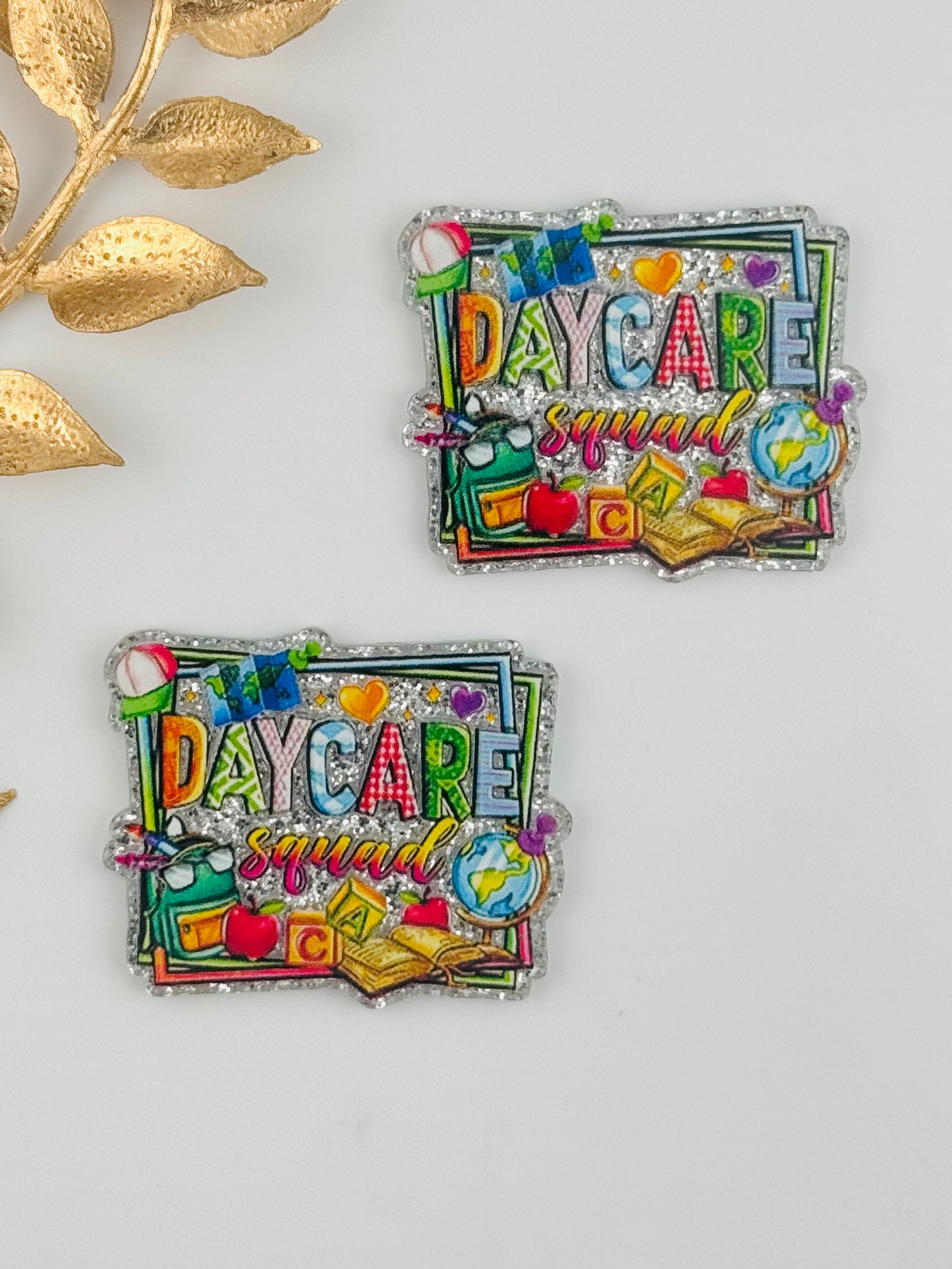 Glitter Acrylic Flatback ~ 1023T ~ Daycare Squad