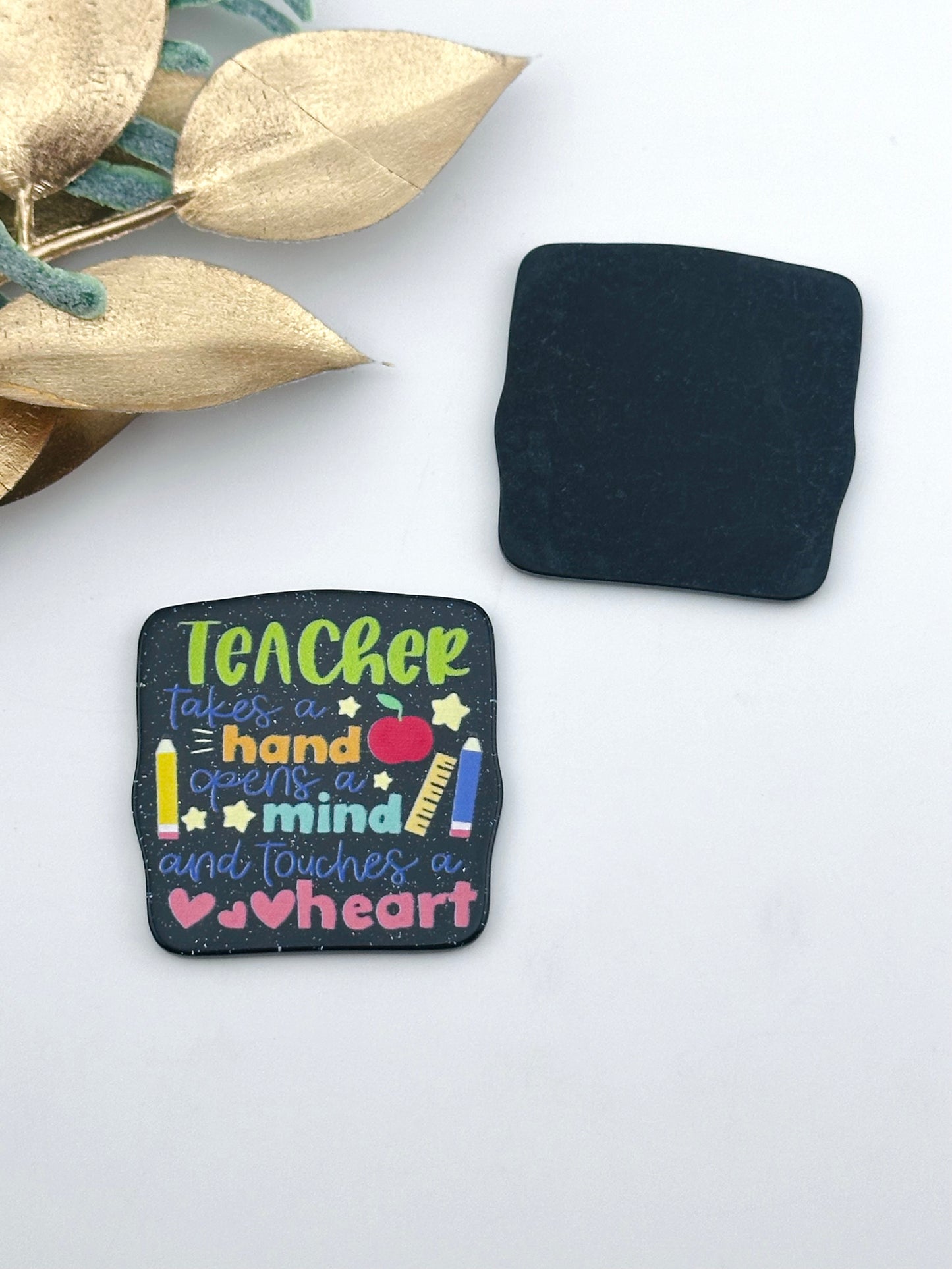 Glitter Acrylic Flatback ~ Teacher Takes a Hand