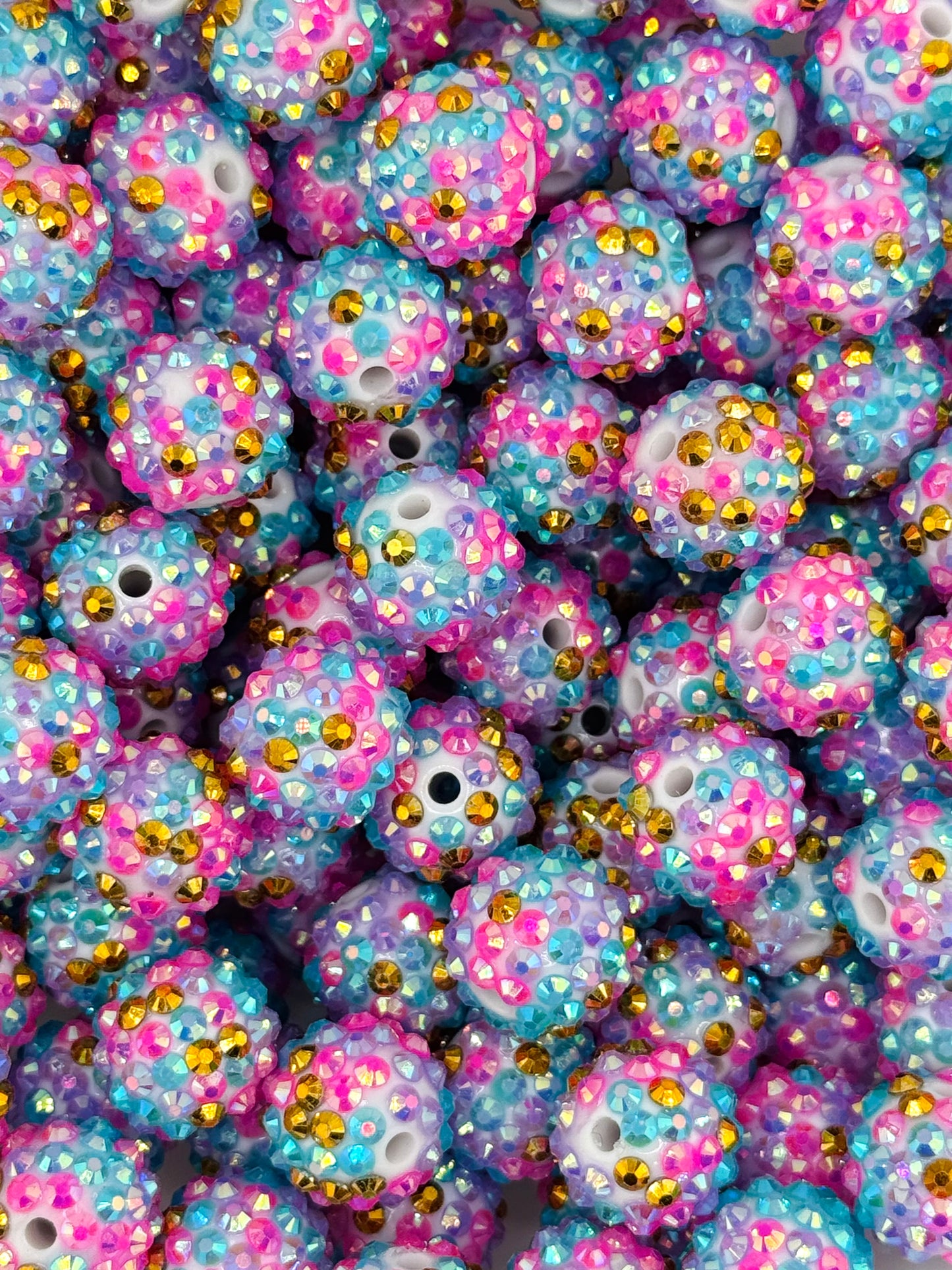 Rhinestone 16mm Acrylic ~ Gold Gemstone Splash