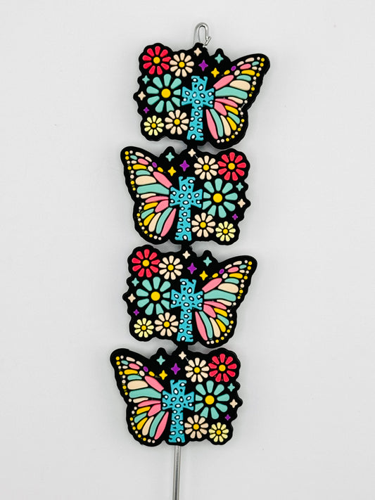 Floral Cross Butterfly Focal