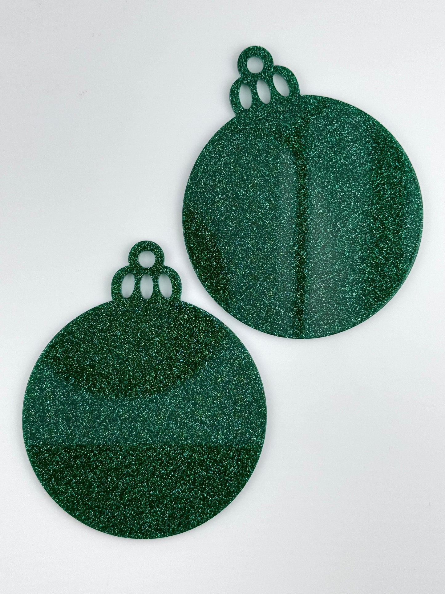 Acrylic Ornament Blank ~ Green Glitter Round