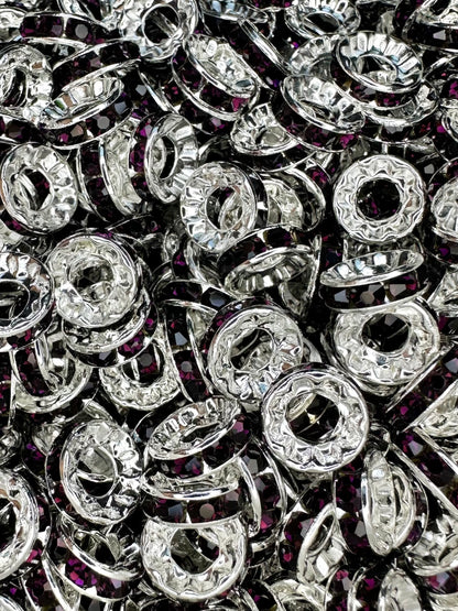 Large Hole Rhinestone Spacers ~ 10mm (10ct)