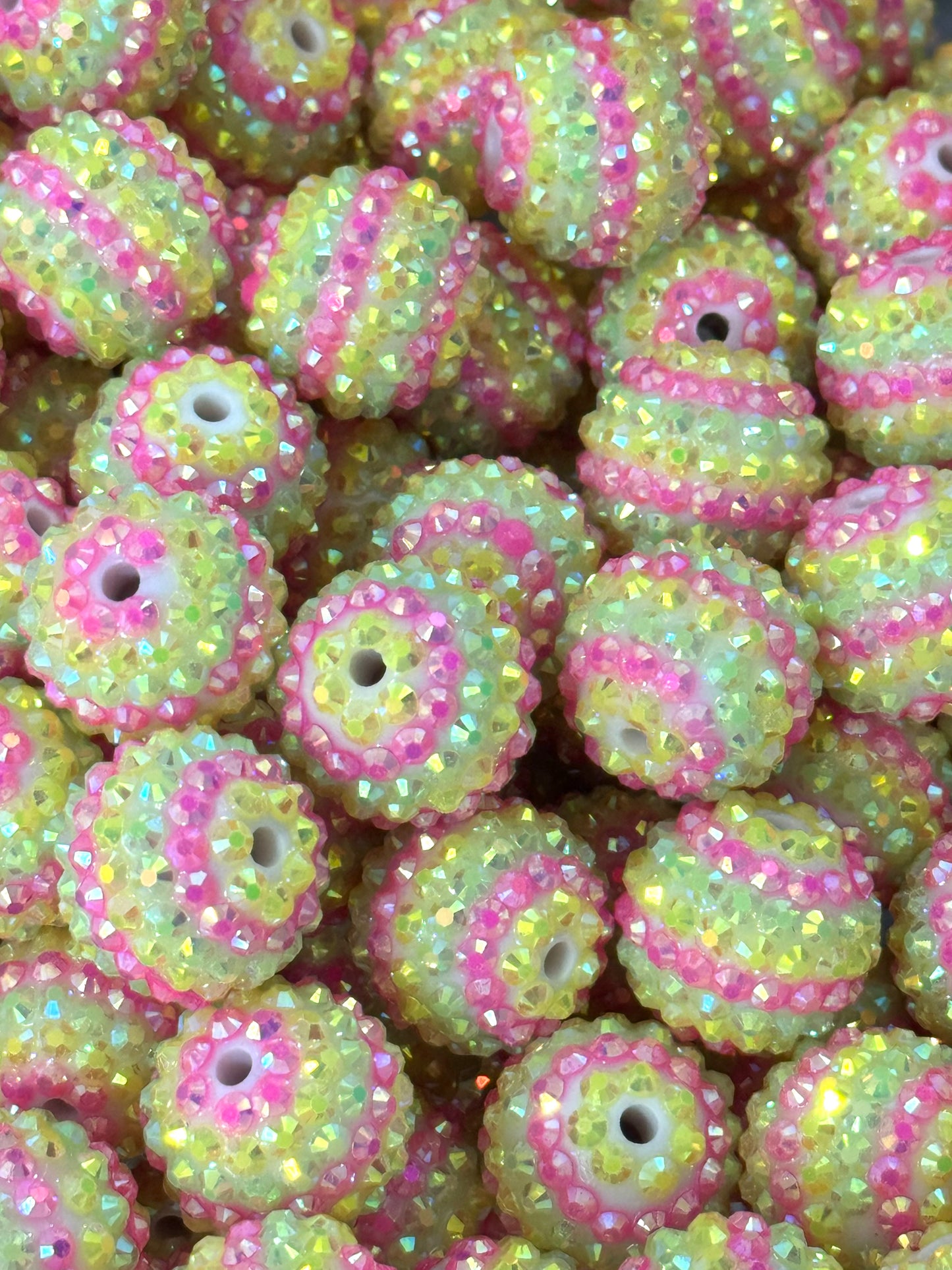 Rhinestone 20mm Acrylic ~ Spring Lemonade Stripe