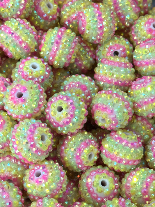 Rhinestone 20mm Acrylic ~ Spring Lemonade Stripe