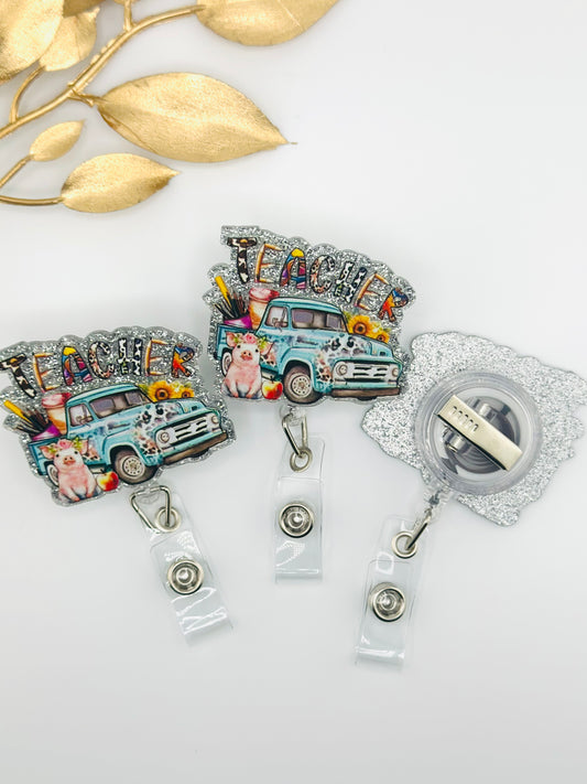 Badge Reel ~ Teacher Country Truck