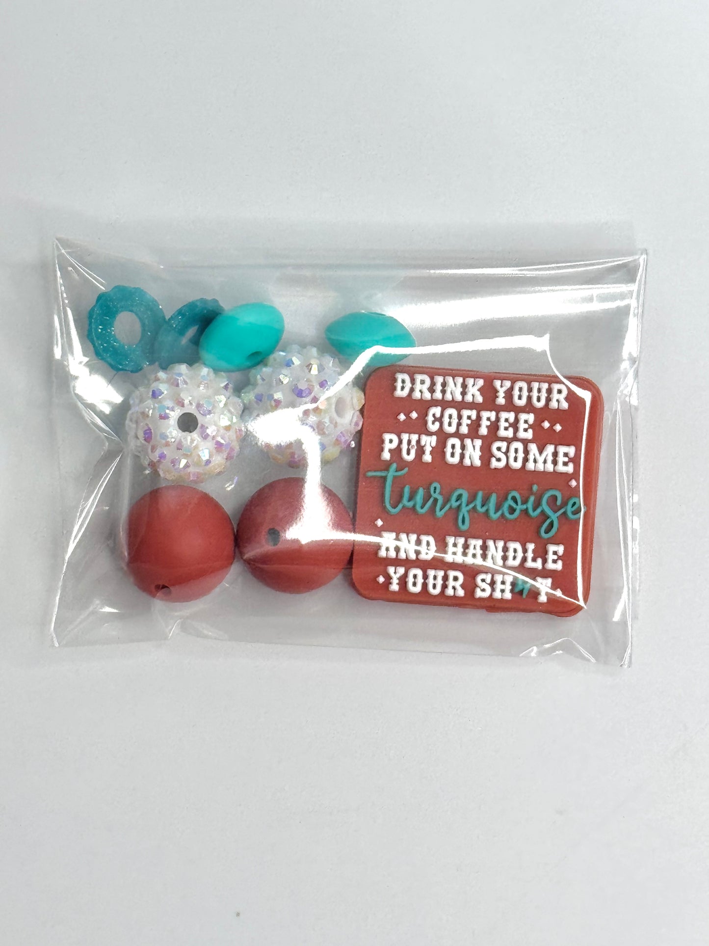 Bead Bag - Drink Your Coffee Put on Some Turquoise (Rust)