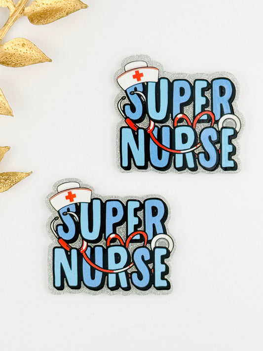 Glitter Acrylic Flatback ~ 1095N ~ Super Nurse