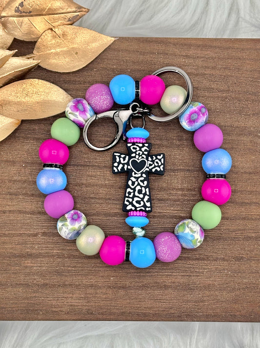 Kit #73 Patterned Heart Cross Key Ring