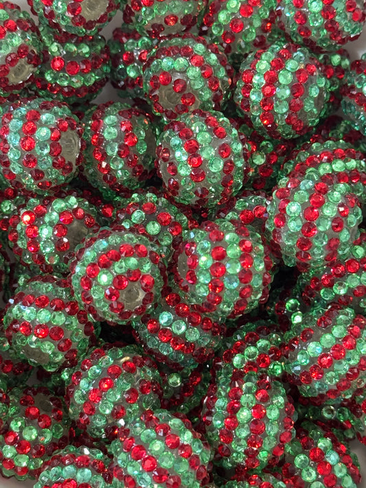 Rhinestone 20mm Acrylic ~ Holiday Stripe