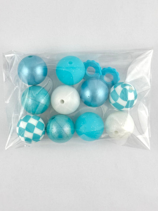 Mini Mix Bead Bag - Teal Checker (Custom)
