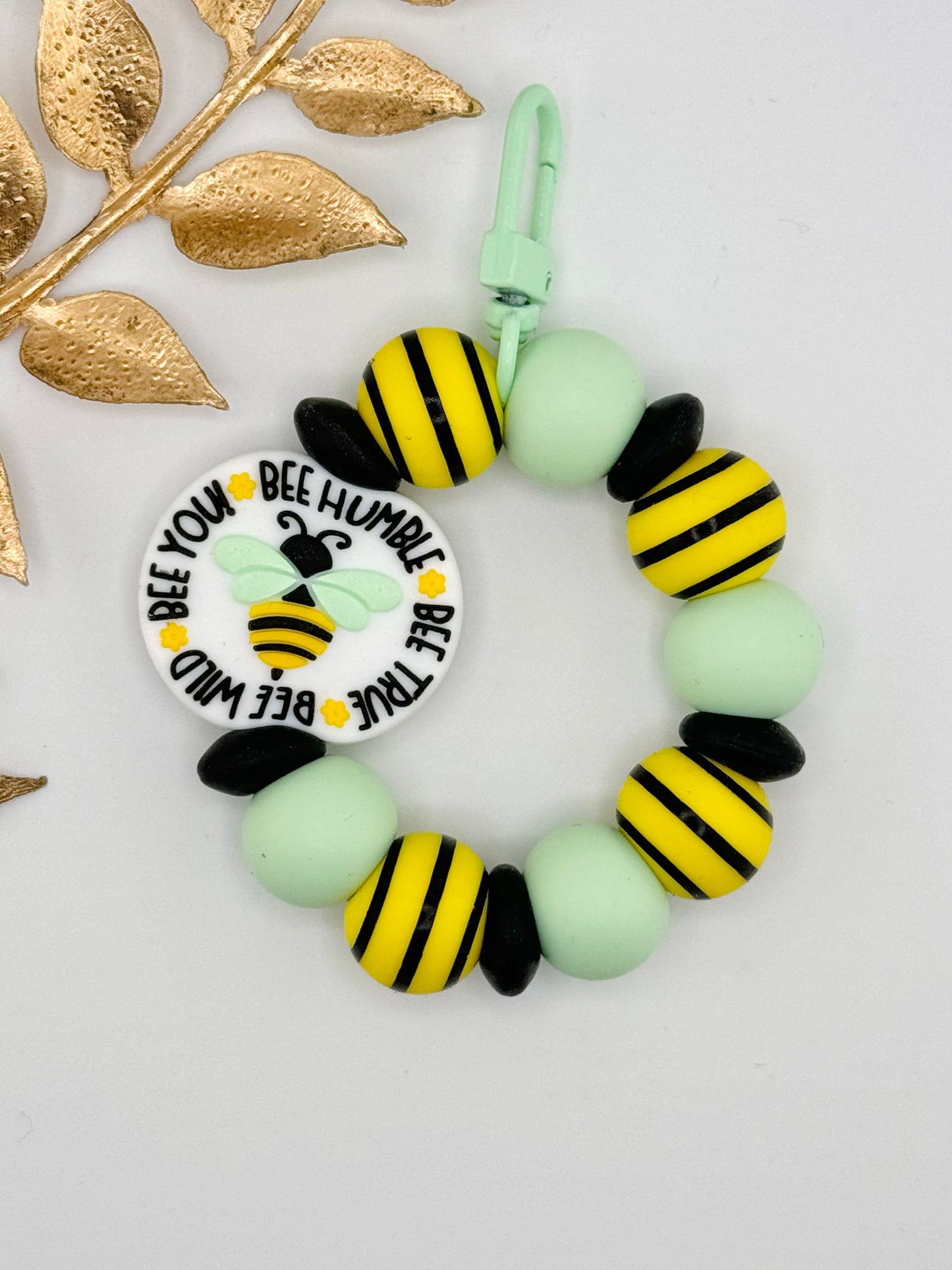 (Pre-Made) Mini Wristlet Charm ~ Bee Humble