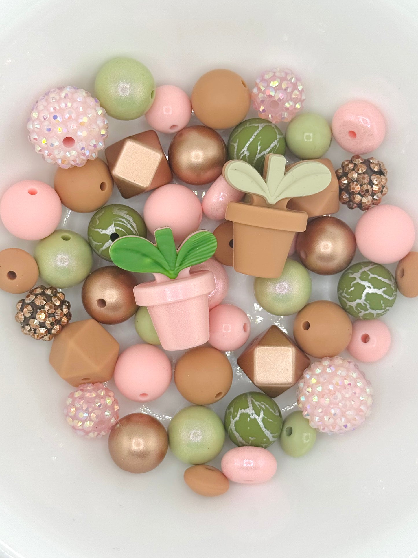 Silicone & Acrylic Bead Mix (48pc) ~ Bloom Softly