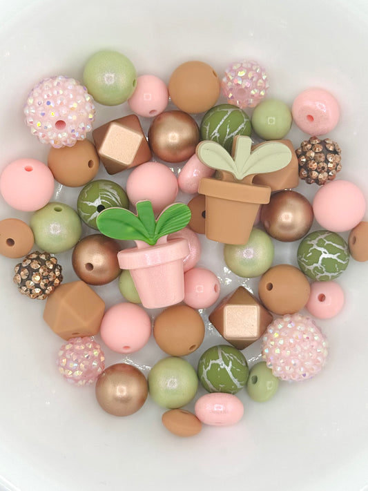 Silicone & Acrylic Bead Mix (48pc) ~ Bloom Softly