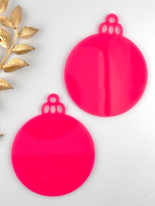 Acrylic Ornament Blank ~ Bright Pink Solid Round