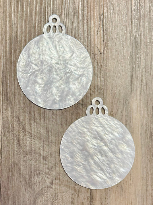 Acrylic Ornament Blank ~ White Haze Round