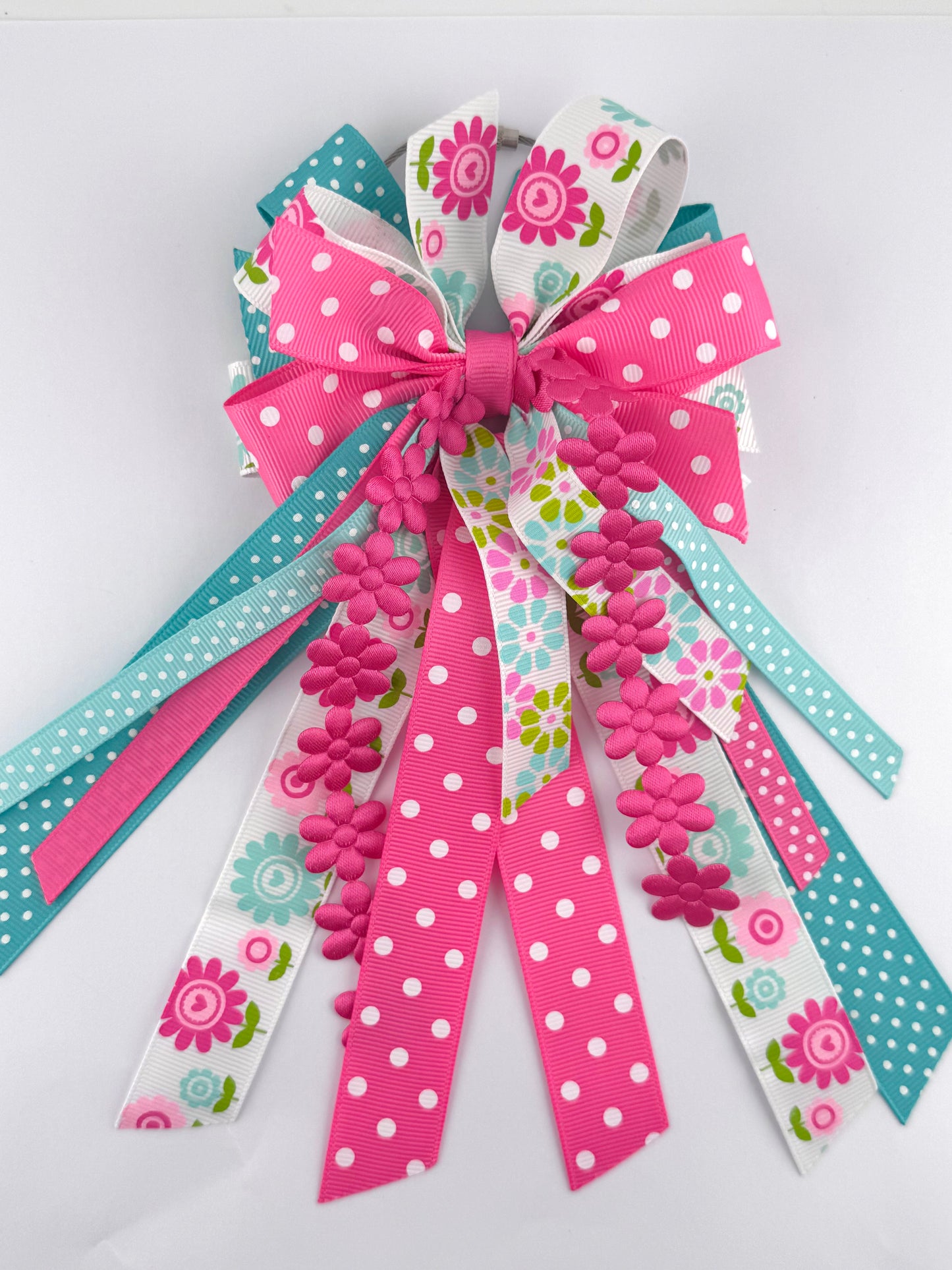Bag Bow Tassel - Pink Dot Floral