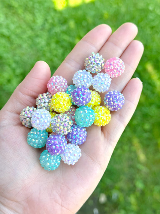 Rhinestone Acrylic Mix ~ Pastels 16mm (24ct)