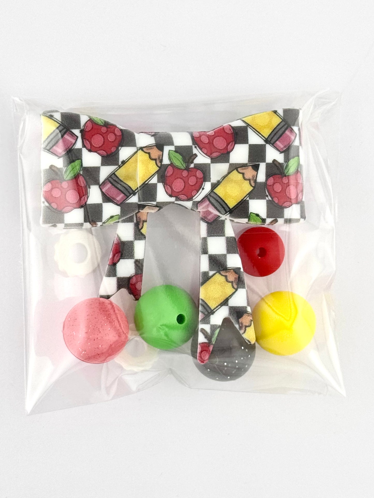 Bead Bag - Checker Apple Bow