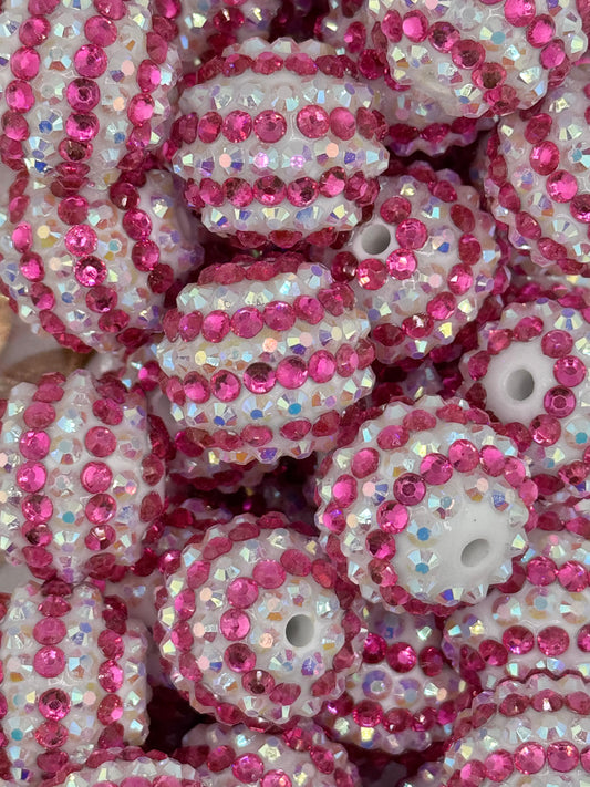 Rhinestone 20mm Acrylic ~ Valentine’s Stripe