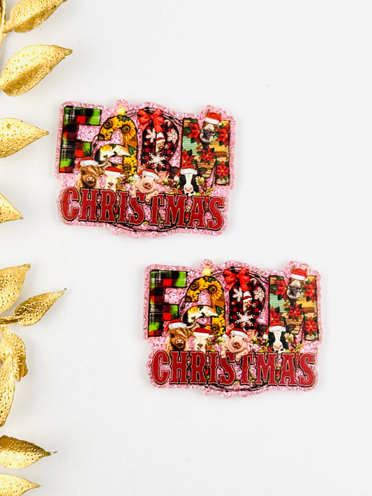 Glitter Acrylic Flatback ~ 175 ~ Farm Christmas