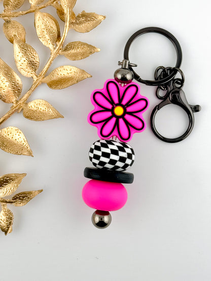 (Pre-Made) Keychain Bar ~ Retro Pink Daisy