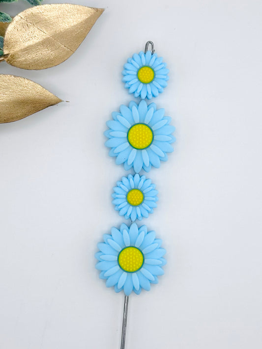 Baby Blue Daisy Focal (Yellow Center)