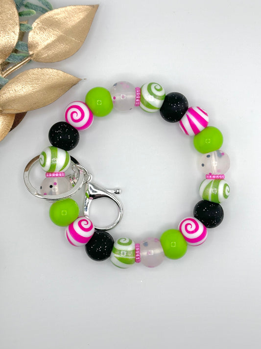 (Pre-Made) Lime Pink Swirl Wristlet