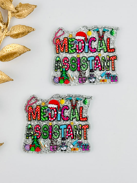 Glitter Acrylic Flatback ~ 1028N ~ Christmas Medical Assistant