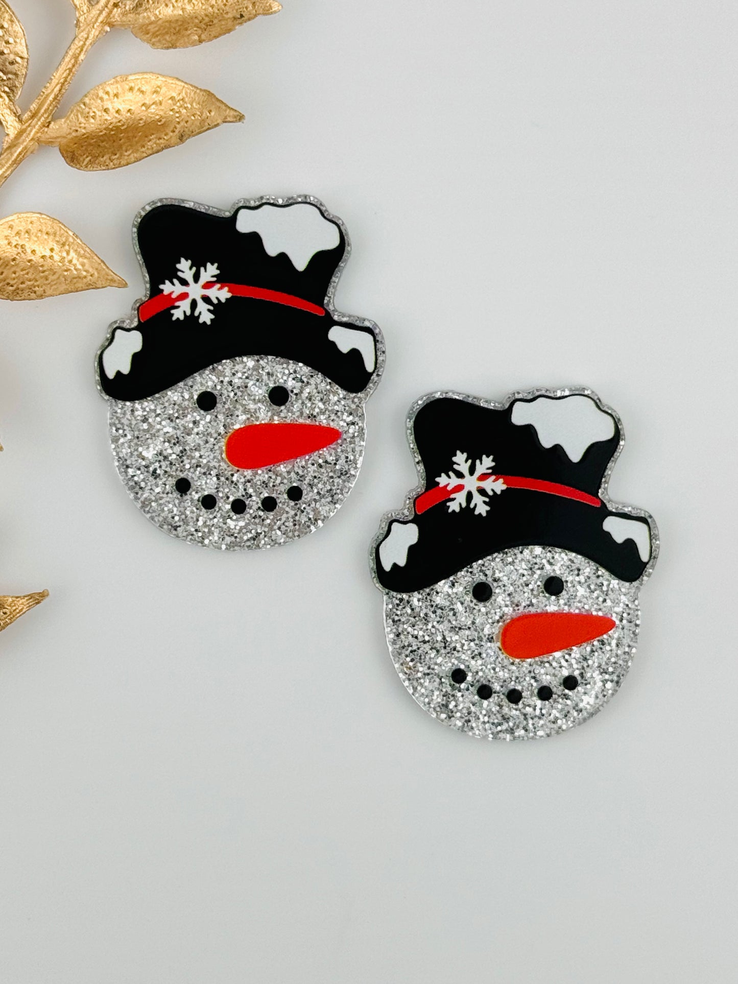 Glitter Acrylic Flatback ~ 105 ~ Snowman Face