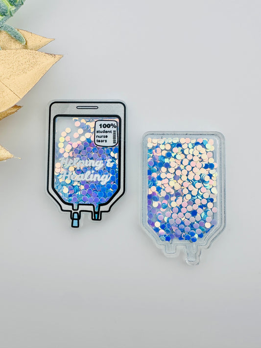Glitter Acrylic Shaker ~ Helping Healing Medicine Bag