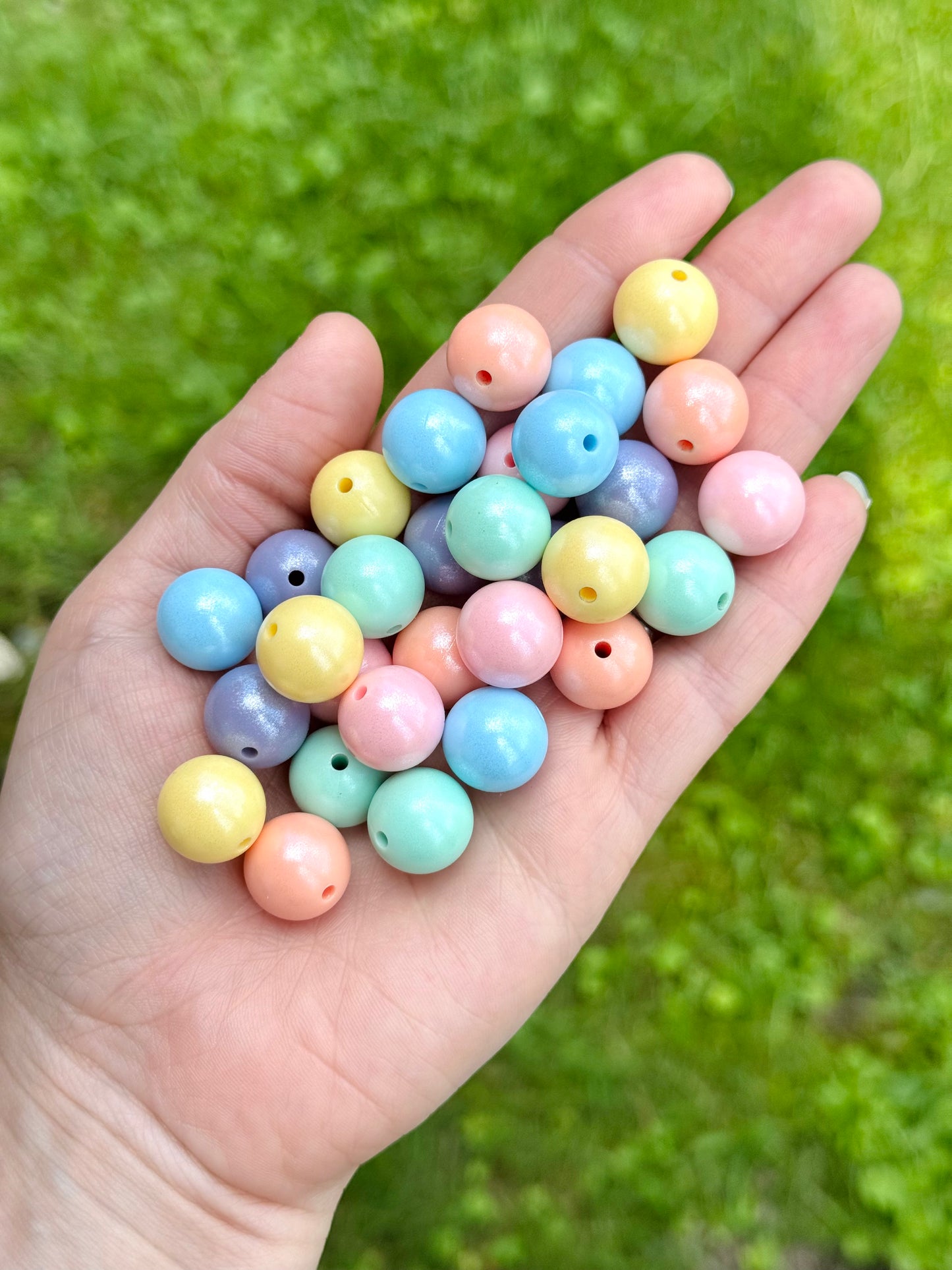 Mixed Shimmers ~ Pastels 15mm Round (30ct)