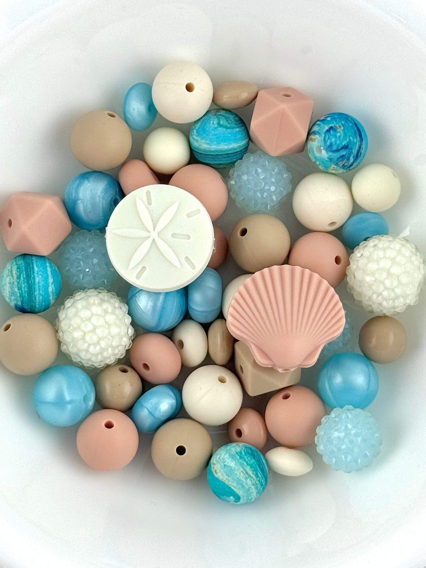 Silicone & Acrylic Bead Mix (48pc) ~ Coastal Calm