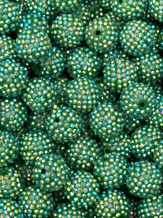 Christmas Green Rhinestone 20mm Acrylic