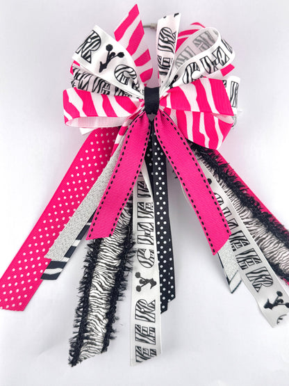 Bag Bow Tassel - Pink Zebra Cheer