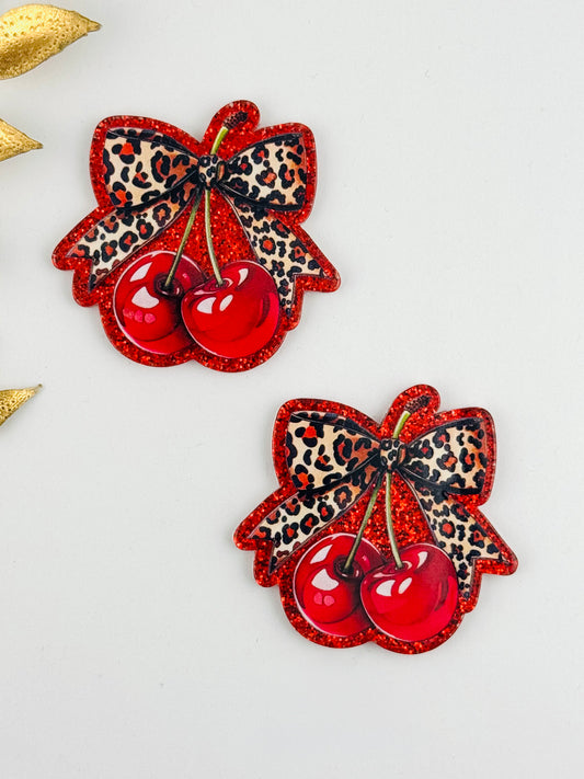 Glitter Acrylic Flatback ~ 131 ~ Leopard Cherries