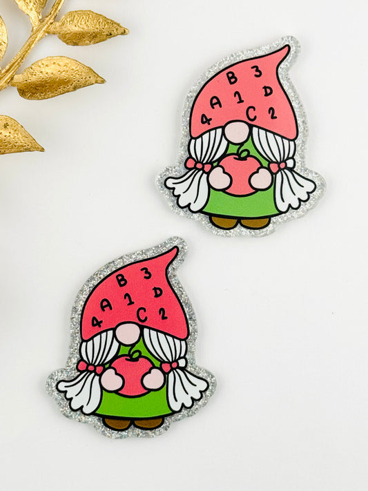 Glitter Acrylic Flatback ~ 1048T ~ ABC123 Gnome